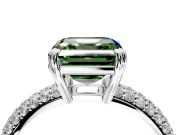 Solitaire Engagement Ring Setting for Fancy Green Asscher Cut Center with Multi-Row Pave Accents and Basket Head in Sterling Silver