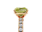 Solitaire Engagement Ring Setting for Fancy Yellow Asscher Cut Center with Single Row Accent Band and Prong Head in Rose Gold