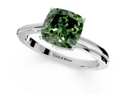 Solitaire Engagement Ring Setting for Fancy Green Cushion Cut Center with Plain Bypass Twist Band and Prong Head in Platinum