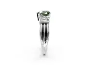Solitaire Engagement Ring Setting for Fancy Green Heart-Shaped Center with Grooved Bar Accent Band and Prong Head in Platinum