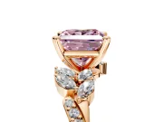 Solitaire Engagement Ring Setting for Fancy Pink Princess Cut Center with Marquise Accent Twist Band and Prong Head in Rose Gold