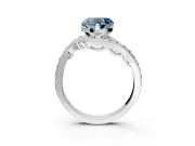 Solitaire Engagement Ring Setting for Fancy Blue Heart-Shaped Center with Pave Bypass Twist Band and Prong Head in Platinum