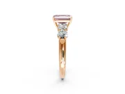 5 Stone Engagement Ring Setting for Fancy Pink Emerald Cut Center with Graduated Accents and Prong Head in Rose Gold