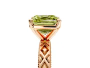 Solitaire Engagement Ring Setting for Fancy Yellow Asscher Cut Center with Milgrain X Pattern Band and Prong Head in Rose Gold