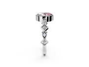 Milgrain Bezel Engagement Ring Setting for Fancy Pink Oval Center with Marquise Stations and Bezel Head in Platinum