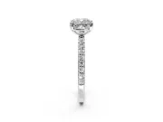 Solitaire Engagement Ring Setting for Cushion Cut Center with Pave Band and Claw Prong Head in Sterling Silver