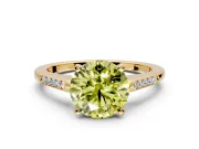 Solitaire Engagement Ring Setting for Fancy Yellow Round Cut Center with Channel Accents and Prong Head in Yellow Gold