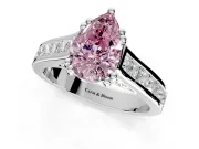 Solitaire Engagement Ring Setting for Fancy Pink Pear-Shaped Center with Channel Band and Double Claw Prong Head in Sterling Silver