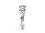 Solitaire Engagement Ring Setting for Radiant Cut Center with Pave and Plain Crossover Band and Prong Head in Platinum