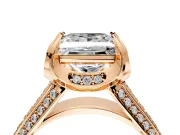 Solitaire Engagement Ring Setting for Princess Cut Center with Accented Split Shank and Prong Head in Rose Gold