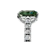 Solitaire Engagement Ring Setting for Fancy Green Emerald Cut Center with Partway Pave Band and Prong Head in Platinum
