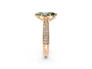 Solitaire Engagement Ring Setting for Fancy Green Marquise Center with Multi-Row Accents and Prong Head in Rose Gold