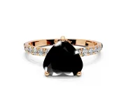 Solitaire Engagement Ring Setting for Fancy Black Heart-Shaped Center with Pave Accents and Prong Head in Rose Gold