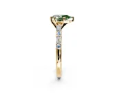Baguette Engagement Ring Setting for Fancy Green Pear-Shaped Center with Alternating Bar-Set Band and Prong Head in Yellow Gold