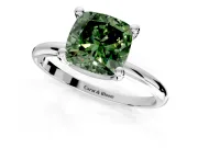 Minimalist Solitaire Engagement Ring Setting for Fancy Green Cushion Cut Center with Thin Band and Prong Head in Platinum
