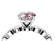 Solitaire Engagement Ring Setting for Fancy Pink Oval Center with Beaded Bezel Station Band and Prong Head in Platinum