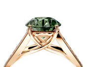 Solitaire Engagement Ring Setting for Fancy Green Round Cut Center with Cathedral Channel Band and Prong Head in Rose Gold