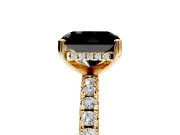 Solitaire Engagement Ring Setting for Fancy Black Radiant Cut Center with Band of Accents and Prong Head in Yellow Gold