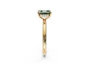 Hidden Halo Engagement Ring Setting for Fancy Green Asscher Cut Center with Thin Rounded Band and Prong Head in Yellow Gold
