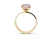 Solitaire Engagement Ring Setting for Fancy Pink Asscher Cut Center with Pave Accents and Prong Head in Yellow Gold