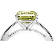 Solitaire Engagement Ring Setting for Fancy Yellow Asscher Cut Center with Flat-Sided Plain Band and Prong Head in Sterling Silver