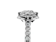 Floral Engagement Ring Setting for Cushion Cut Center with Pave Band and Floral Prong Head in Platinum