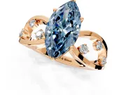 Solitaire Engagement Ring Setting for Fancy Blue Marquise Center with Criss-Cross Accent Band and Prong Head in Rose Gold