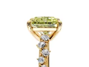 Solitaire Engagement Ring Setting for Fancy Yellow Radiant Cut Center with Trailing Leaf Accent Band and Prong Head in Yellow Gold