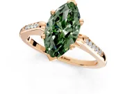 Solitaire Engagement Ring Setting for Fancy Green Marquise Center with Channel Accents and Prong Head in Rose Gold