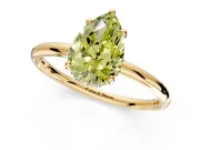Solitaire Engagement Ring Setting for Fancy Yellow Pear-Shaped Center with Plain Band, Open Basket and Prong Head in Yellow Gold