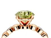Solitaire Engagement Ring Setting for Fancy Yellow Round Cut Center with Beaded Bezel Station Band and Prong Head in Rose Gold