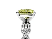 Solitaire Engagement Ring Setting for Fancy Yellow Radiant Cut Center with Marquise Panel Band and Prong Head in Sterling Silver