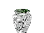Halo Engagement Ring Setting for Fancy Green Oval Center with Marquise and Pave Bypass Band and Prong Head in Platinum