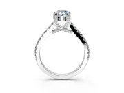 Solitaire Engagement Ring Setting for Fancy Blue Pear-Shaped Center with Widening Pave Band and Claw Prong Head in Sterling Silver