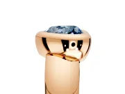 Solitaire Engagement Ring Setting for Fancy Blue Heart-Shaped Center with Wide Band and Bezel Head in Rose Gold