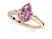 Solitaire Engagement Ring Setting for Fancy Pink Pear-Shaped Center with Channel Accents and Prong Head in Rose Gold