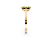 Solitaire Engagement Ring Setting for Fancy Yellow Emerald Cut Center with Tapered Shoulders and Prong Head in Yellow Gold