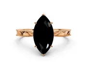Solitaire Engagement Ring Setting for Fancy Black Marquise Center with Engraved Milgrain Band and Prong Head in Rose Gold