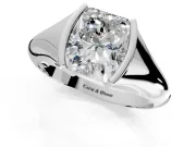 Tension Engagement Ring Setting for Radiant Cut Center with Wide Tapered Band and Tension Head in White Gold