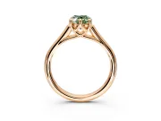 Solitaire Engagement Ring Setting for Fancy Green Oval Center with Cathedral Band and Prong Head in Rose Gold