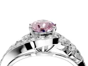 Halo Engagement Ring Setting for Fancy Pink Pear-Shaped Center with Marquise and Pave Bypass Band and Prong Head in Sterling Silver