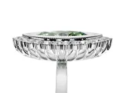 Halo Engagement Ring Setting for Fancy Green Marquise Center with Milgrain Bezel Rim, Plain Band and Prong Head in White Gold