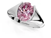 Tension Engagement Ring Setting for Fancy Pink Oval Center with Wide Tapered Band and Tension Head in Sterling Silver