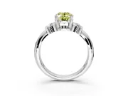Solitaire Engagement Ring Setting for Fancy Yellow Oval Center with Grooved Bar Accent Band and Prong Head in Platinum