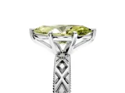 Solitaire Engagement Ring Setting for Fancy Yellow Marquise Center with Milgrain X Pattern Band and Prong Head in White Gold