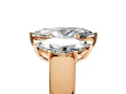 3 Stone Engagement Ring Setting for Marquise Center with Raised Basket Heads and Prong Head in Rose Gold