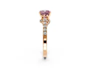 Solitaire Engagement Ring Setting for Fancy Pink Cushion Cut Center with Crossover Accents and Prong Head in Rose Gold