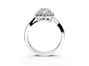 Starburst Halo Engagement Ring Setting for Cushion Cut Center with Flat Cathedral Band and Prong Head in Platinum
