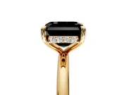 Hidden Halo Engagement Ring Setting for Fancy Black Asscher Cut Center with Thin Rounded Band and Prong Head in Yellow Gold
