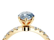 Open Basket Engagement Ring Setting for Fancy Blue Marquise Center with Pave Band and Prong Head in Yellow Gold